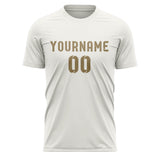 Custom White Light Khaki Soccer Jersey