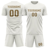 Custom White Light Khaki Soccer Set