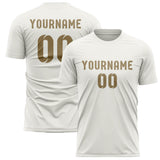 Custom White Light Khaki Soccer Jersey