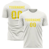 Custom White Light Yellow Soccer Jersey
