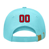 Custom Pale Ice Blue Crimson Red Hat 18B21714