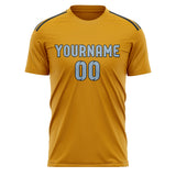 Custom Yellow Light Blue Soccer Jersey