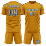 Custom Yellow Light Blue Soccer Set