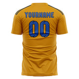 Custom Yellow Sky Blue Soccer Jersey
