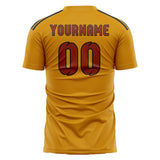 Custom Yellow Coral Red Soccer Jersey