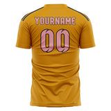 Custom Yellow Light Pink Soccer Jersey