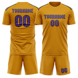 Custom Yellow Light Purple Soccer Set
