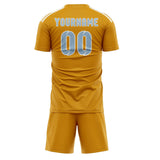 Custom Yellow Light Blue Soccer Set