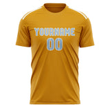 Custom Yellow Light Blue Soccer Jersey