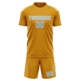Custom Yellow Light Blue Soccer Set