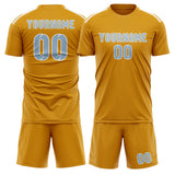 Custom Yellow Light Blue Soccer Set