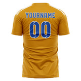 Custom Yellow Sky Blue Soccer Jersey