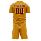 Custom Yellow Crimson Red Soccer Set