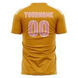 Custom Yellow Light Pink Soccer Jersey