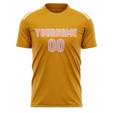 Custom Yellow Light Pink Soccer Jersey