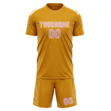 Custom Yellow Light Pink Soccer Set