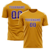 Custom Yellow Light Purple Soccer Jersey