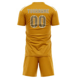 Custom Yellow Light Khaki Soccer Set
