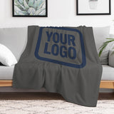 Custom Dark Gray Navy Blue Blanket