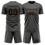 Custom Dark Grey Brown Soccer Set