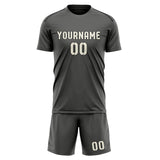Custom Dark Grey Cream Soccer Set