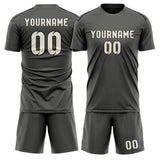 Custom Dark Grey Cream Soccer Set