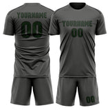 Custom Dark Grey Dark Green Soccer Set