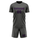 Custom Dark Grey Purple Soccer Set