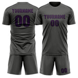 Custom Dark Grey Purple Soccer Set