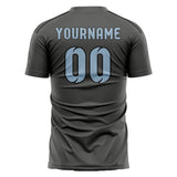 Custom Dark Grey Light Blue Soccer Jersey
