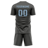 Custom Dark Grey Light Blue Soccer Set