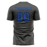 Custom Dark Grey Sky Blue Soccer Jersey