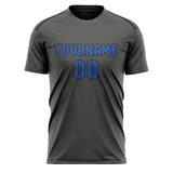 Custom Dark Grey Sky Blue Soccer Jersey