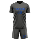 Custom Dark Grey Sky Blue Soccer Set