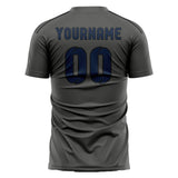 Custom Dark Grey Blue Soccer Jersey