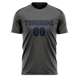 Custom Dark Grey Blue Soccer Jersey