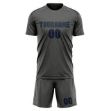 Custom Dark Grey Blue Soccer Set