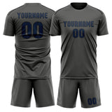 Custom Dark Grey Blue Soccer Set