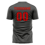 Custom Dark Grey Orange Red Soccer Jersey