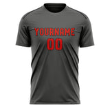 Custom Dark Grey Orange Red Soccer Jersey