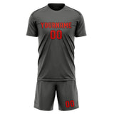 Custom Dark Grey Orange Red Soccer Set
