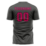 Custom Dark Grey Pink Soccer Jersey