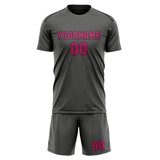 Custom Dark Grey Pink Soccer Set