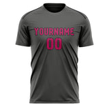 Custom Dark Grey Pink Soccer Jersey
