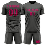 Custom Dark Grey Pink Soccer Set