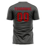 Custom Dark Grey Red Soccer Jersey