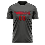 Custom Dark Grey Red Soccer Jersey