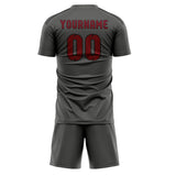 Custom Dark Grey Crimson Red Soccer Set