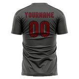 Custom Dark Grey Crimson Red Soccer Jersey