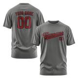 Custom Dark Grey Crimson Red T-Shirt